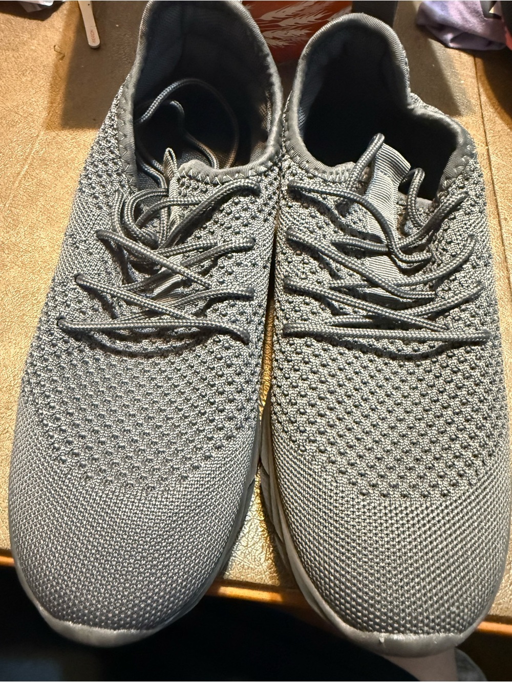 Women’s Knit Lace-Up Sneakers in Gray